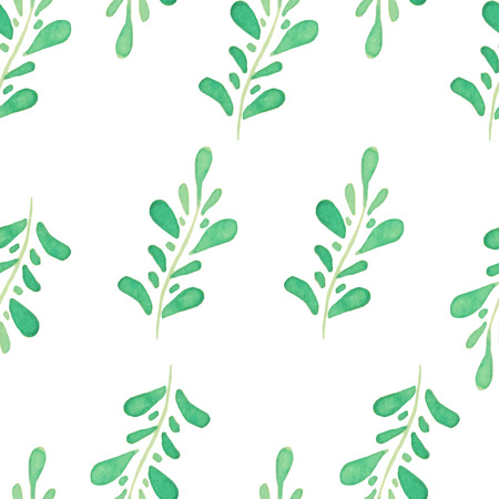 Vector watercolor seamless pattern with hand drawn branches and leaves. Nature ornament. Original painted background. Abstract illustration.のイラスト素材