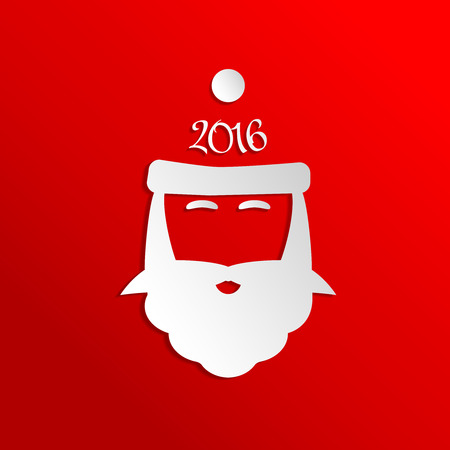Paper vector Santa Claus illustration. Icon. Greeting card. Hat. Beard.  Christmas style silhouette.のイラスト素材