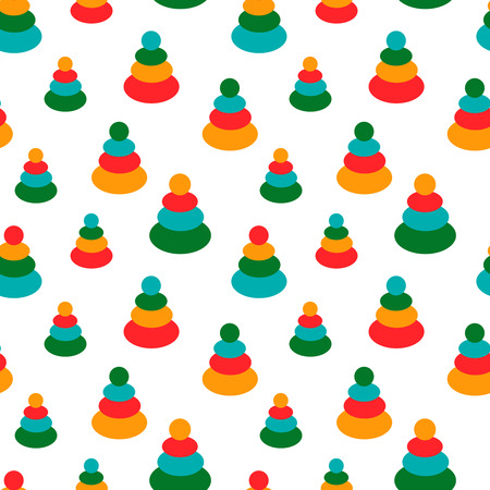 Seamless pattern with colorful baby toys. Good for newborn shower design, print onto wrapping paper and fabric. Vector illustration.のイラスト素材