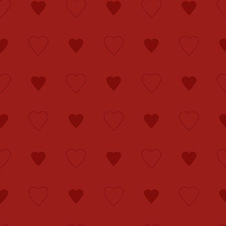 Simple and cute red hearts seamless pattern. Vector illustration in retro colors. Stylish Saint Valentine Day background can be copied without any seams. Good for paper or textile print.のイラスト素材