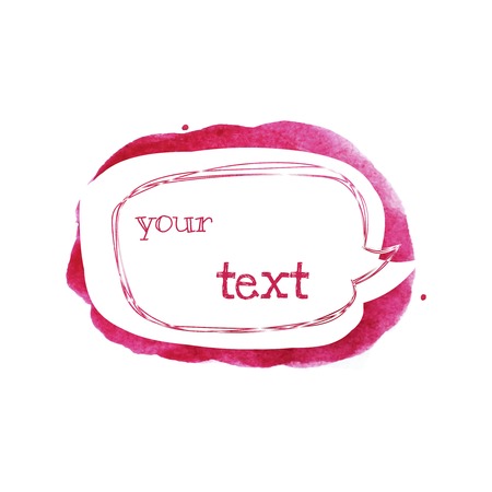 Sketch style speech bubble on bright pink spot. Abstract stylish watercolor background. Vector illustration.のイラスト素材
