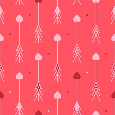 Arrows with hearts abstract seamless pattern. Good for textile and paper print, card, poster, another design. Cute Saint Valentine Day vector illustration. Love theme.のイラスト素材
