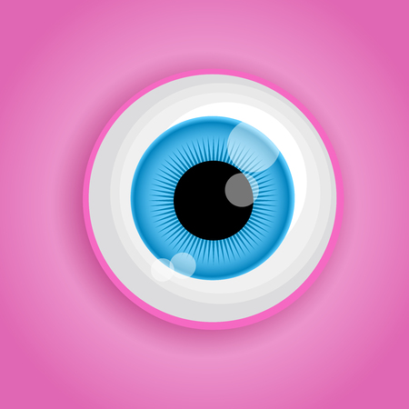 Background with cartoon monster eye in pink colors. Vector illustration for Halloween.のイラスト素材