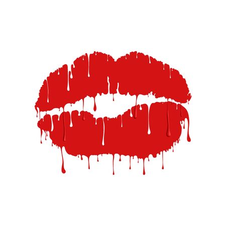 Melting lips vector illustration. Red lipstick. Hot pictureのイラスト素材