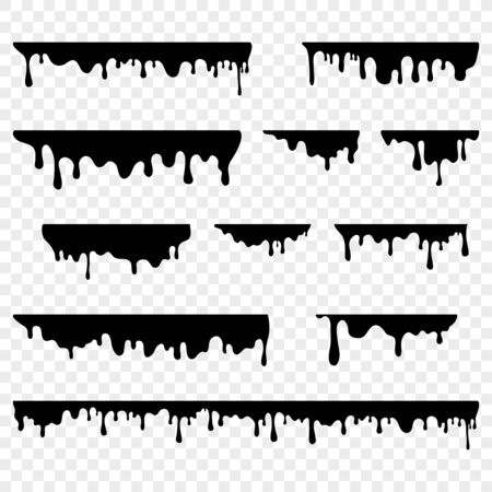 Dripping liquid drops. Melting paint blobs. Vector illustration of graffiti splatter splash or syrup or oilのイラスト素材