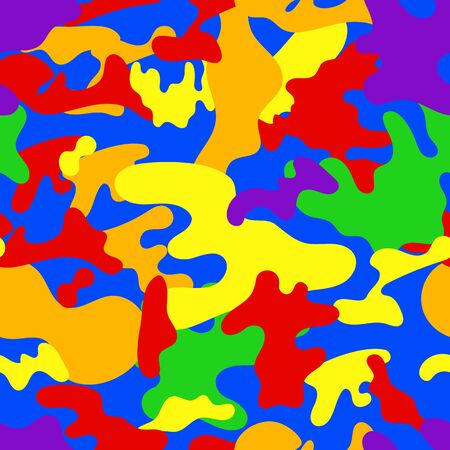 Seamless vector square camouflage pattern in lgbt colors. Bright lgbtq camo illustrationのイラスト素材