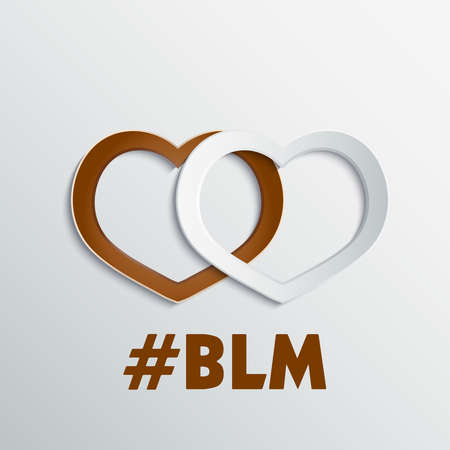Abstract hearts 3D paper icon. Black lives matter theme.のイラスト素材