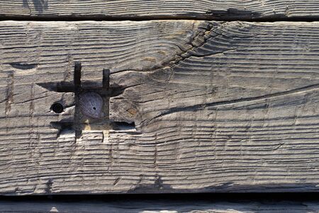 Natural gray wooden planks of a walking pathの写真素材