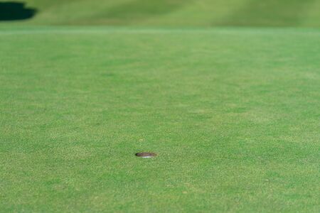 Golf hole with green grassの写真素材