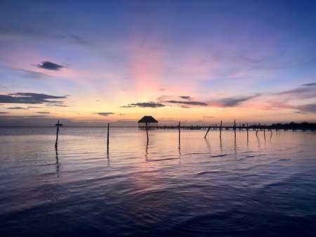 Sunset in Holbox Mexico with different colors