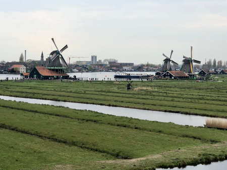 windmills in Zaanse Schans Netherlandsの写真素材