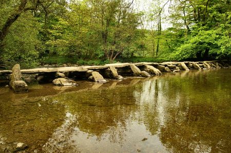 Tarr Steps bridge Exmoor Somersetの写真素材