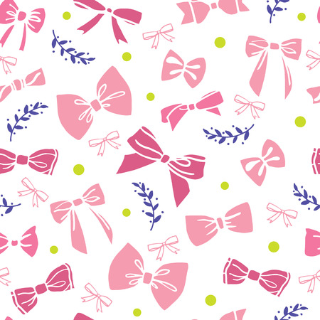 Seamless pattern with pink bows.illustration.のイラスト素材