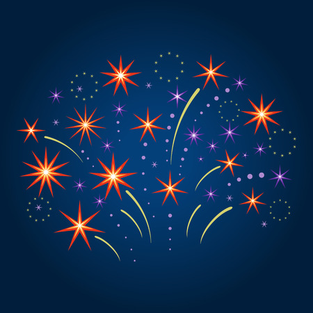 Stylized firework and stars.のイラスト素材