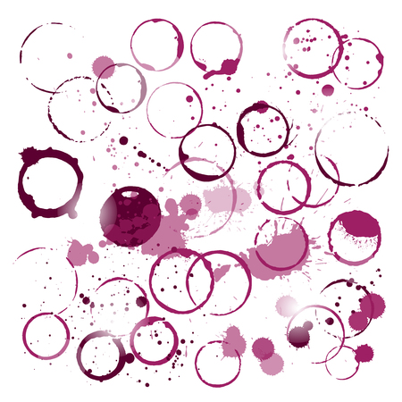 Set of wine stains and splatters. Hand drawn illustration. Vector collection.のイラスト素材