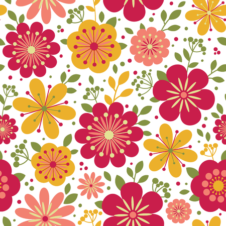 Seamless pattern with flowers. Colorful floral background. Vector illustration. Summer background.のイラスト素材