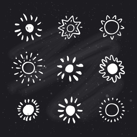 Hand drawn sun. Sun icon. Stylized sun. Vector Illustration.のイラスト素材