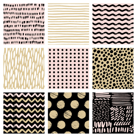 Seamless patterns with hand drawn scribble and spot. Abstract background with brush strokes. Vector texture.のイラスト素材