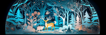 Deer in the forest. Vector illustration for your graphic design.の素材