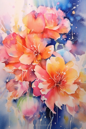 Watercolor painting of flowers. Gentle colors. Spring. Summer.の素材