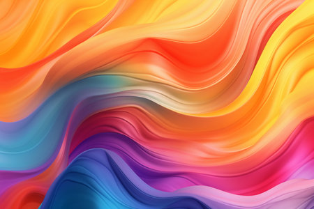 abstract colorful background with smooth wavy lines in orange, yellow and blue colorsの素材