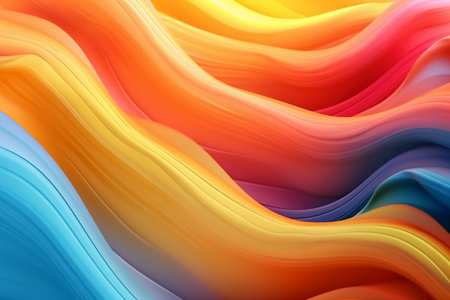 abstract background with smooth lines in orange, yellow and blue colorsの素材