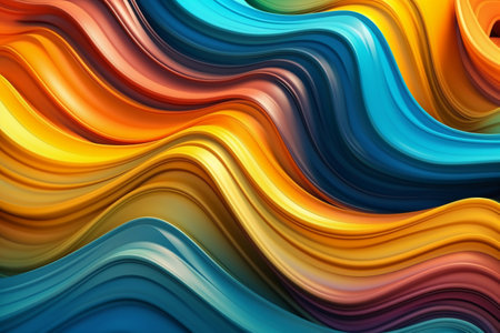 abstract background with smooth wavy lines in orange, yellow and blue colorsの素材