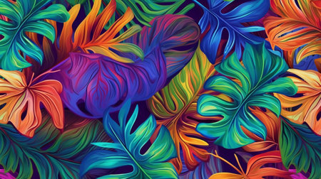 Abstract multicolored background of tropical leaves. Vector illustration EPS10の素材