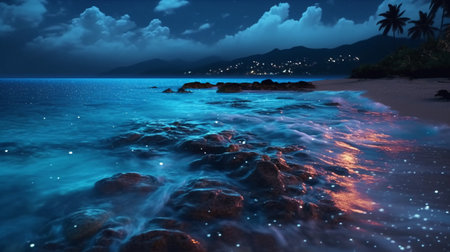 Beautiful seascape at night. Composition of nature.の素材