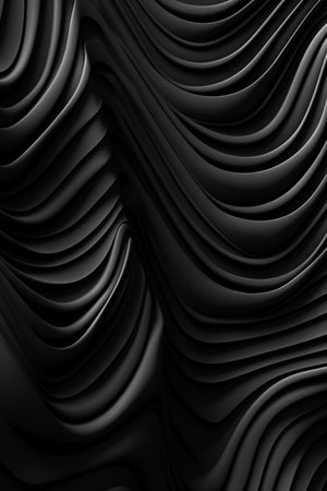 3d render, abstract background, black metallic waves, wavy linesの素材
