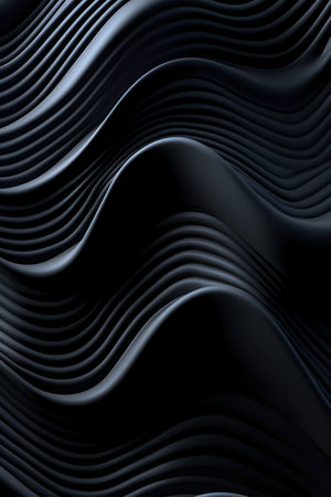 Abstract 3d rendering of black wavy background. Computer generated illustration.の素材