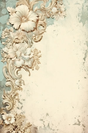 Vintage floral frame on grunge background with space for text or imageの素材
