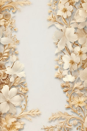 Vintage floral frame on white background. Place for your text.の素材