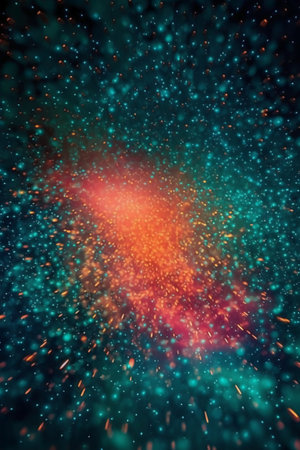 Abstract background with colorful particles. 3d rendering, 3d illustration.の素材