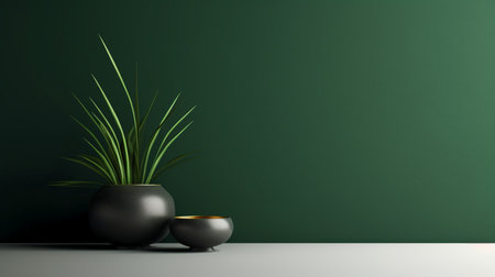 3d render of vase with grass and candle on the floorの素材