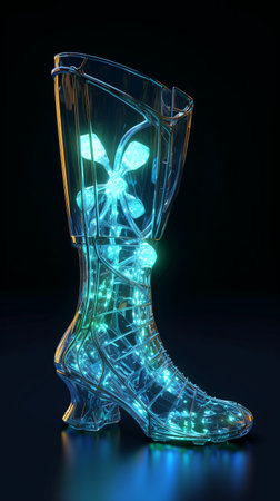 3D Illustration of a Female Boot with Light Bulbs.の素材