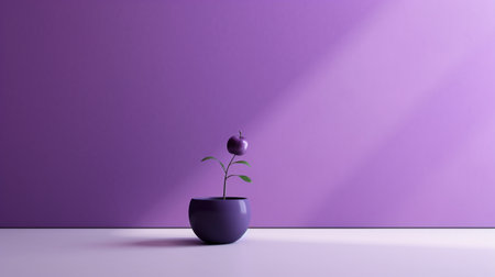 plant in a pot on a purple background. 3d render.の素材