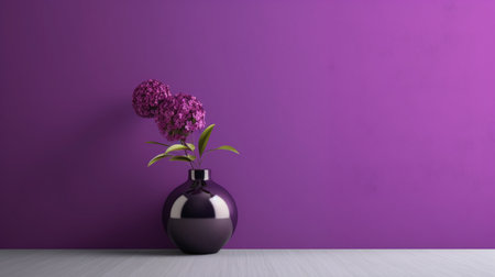 purple flower in vase on purple wall - 3d renderingの素材