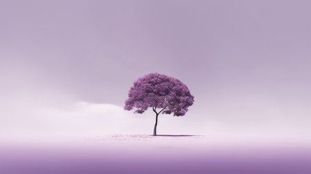 Beautiful purple tree on a purple background. 3D Renderingの素材