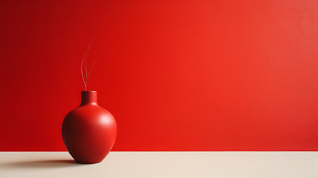 Red vase on a white and red background. 3d renderingの素材