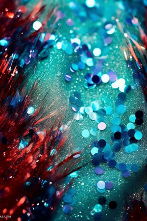 Colorful bokeh lights on a blue background. abstract backgroundの素材