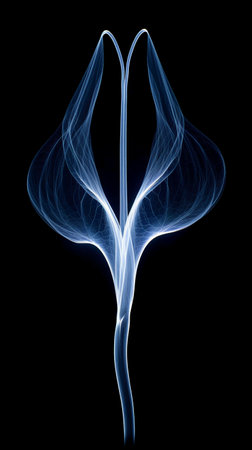 Blue smoke on black background. Computer generated 3D photo rendering.の素材