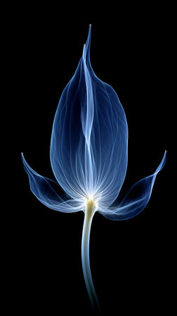 Blue flower isolated on black background. 3d illustration. Computer generated image.の素材
