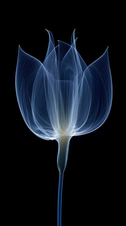Blue flower isolated on black background. Computer generated 3D photo rendering.の素材