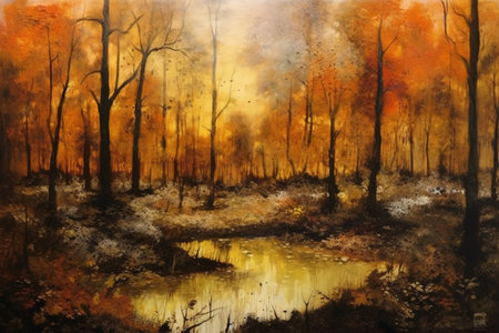 Autumn forest. Watercolor painting. Autumn forest. Autumn forest.の素材