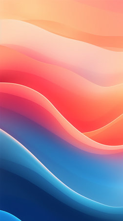 abstract background with smooth wavy lines in orange and blue colorsの素材