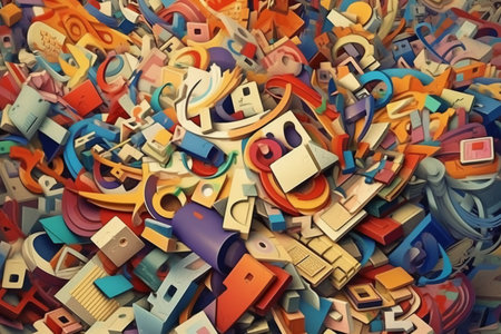 3d illustration of a lot of different letters and numbers in a pileの素材