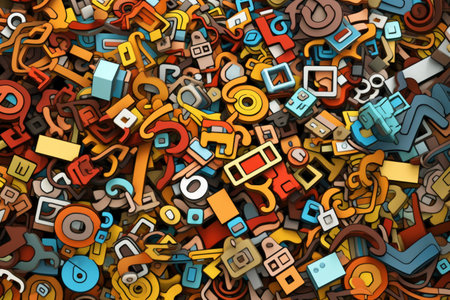 3d illustration of abstract background made of letters, numbers and symbolsの素材