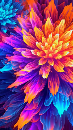 Colorful dahlia flower. Fantasy fractal texture. Digital art. 3D rendering.の素材