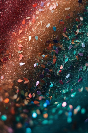 Colorful confetti on a dark background. Festive abstract background.の素材
